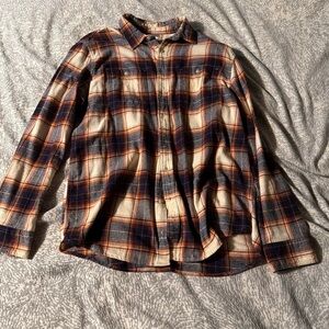 Sonoma Men's Navy and Orange Plaid Shirt Jacket